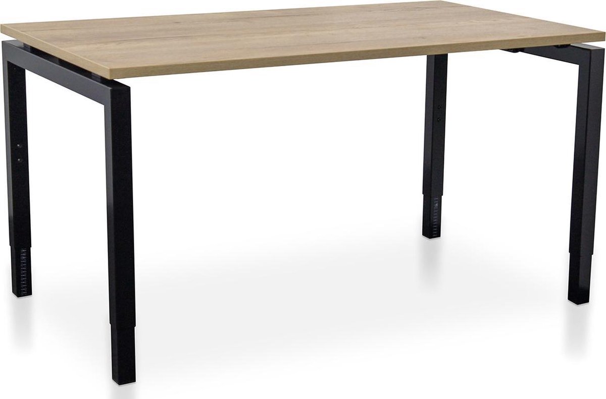 Start Nevada Rechthoek bureau instelbaar | Start Nevada | 160 x 80 cm | Frame zwart - blad robbust eiken Zwart frame - robuust eiken blad