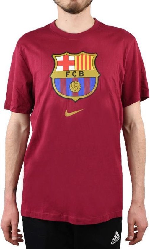 Nike FC Barcelona Evergreen Crest 2 Tee CD3115-620, Mannen, Rood, T-shirt maat: L EU