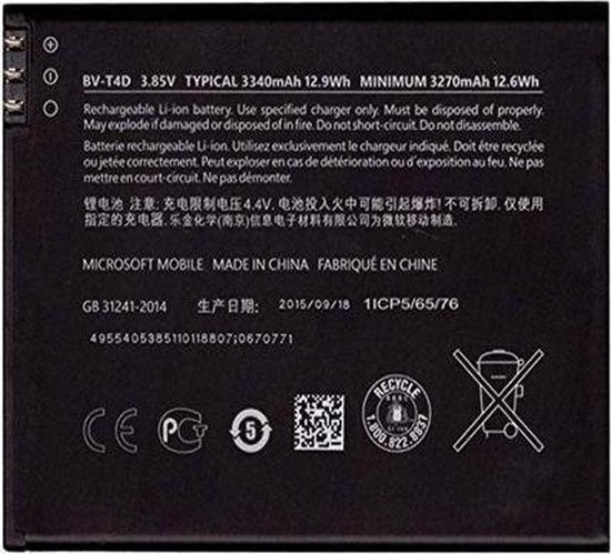 Nokia Microsoft Lumia 950 XL Batterij - Origineel - BV-T4D | bol.com