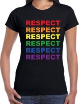 Regenboog Respect gay pride zwart t-shirt voor dames XL