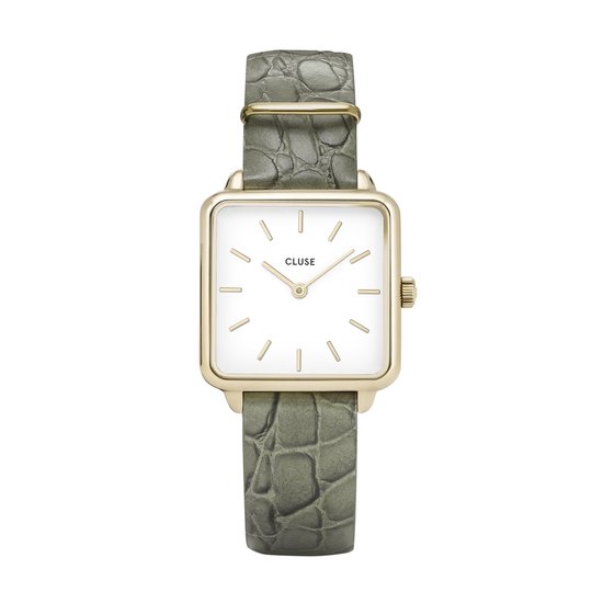 Cluse La Tétragone Leather Green Alligator Dames Horloges - 28,5 mm