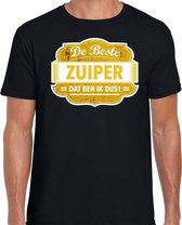 Cadeau t-shirt voor de beste zuiper voor heren - zwart met geel - zuipers - kado shirt / kleding - vaderdag / collega S