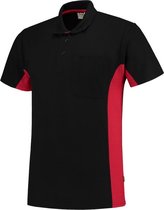 Tricorp poloshirt - 202002 bi-color - Zwart / Rood - Maat XL