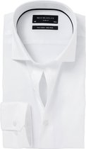 Michaelis slim fit overhemd - twill - wit - Strijkvrij - Boordmaat: 44