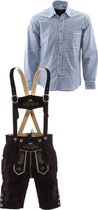 Lederhosen set | Top Kwaliteit | Lederhosen set H (Peter broek + blauw overhemd), 50, L