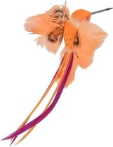 Oranje kolibrie vogel decoratie 15 cm op clip - Woondecoraties home deco versiering