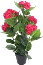 Kunst hortensia plant met pot 60 cm rood