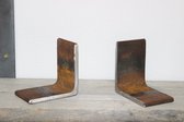 Staalsmid - Zware metalen boekensteunen kleur roest - Industrieel - Boekensteunen - Boekensteun metaal