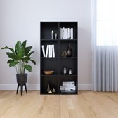 Boekenkast/dressoir 66x30x130 cm spaanplaat zwart