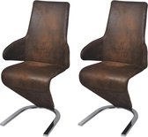 Eetkamerstoelen 2 st stof bruin