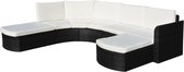 4-delige Loungeset met kussens poly rattan zwart