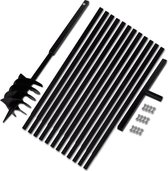 Grondboor met handvat 180 mm en verlengstukken 13 m (staal)