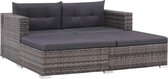 3-delige Loungeset met kussens poly rattan grijs (incl. Fleecedeken)