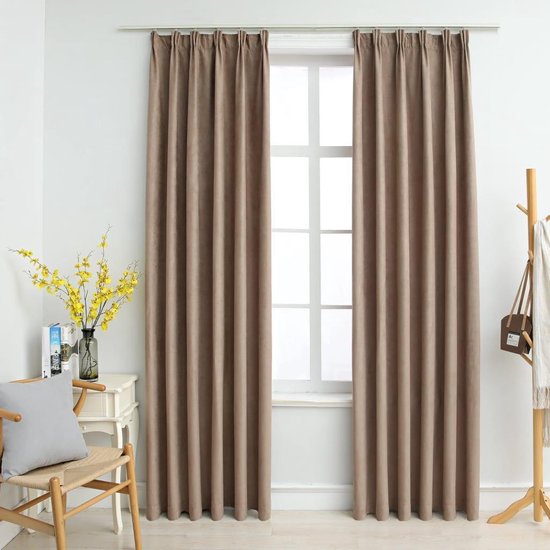 Gordijnen verduisterend met haken 2 st 140x245 cm taupe | bol.com