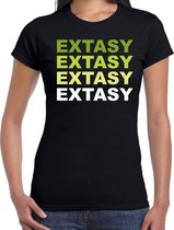 Extasy fun t-shirt zwart met groene bedrukking voor dames - XTC - shirt/kleding M