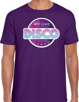 We love disco feest t-shirt paars voor heren S