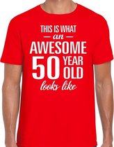 Awesome 50 year / 50 jaar cadeau t-shirt rood heren M