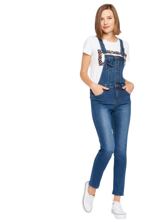 Wolkenkrabber Land Cokes Salopette in jeans - Blauw | bol.com