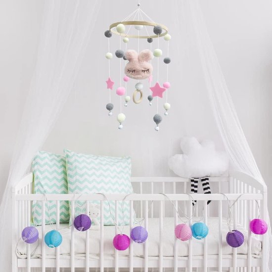 Zachte vilt baby mobiel met hazen