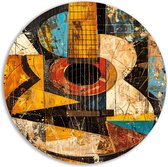 Gitaar wandbord - Muziekinstrument schilderij - Muurcirkel Achtergrond - Landelijke schilderijen - Muurcirkel - Wanddecoratie muurcirkel forex 60x60 cm
