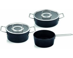 Fissler Adamant - Pannenset met Glazen Deksels - 3-Delig - Zwart