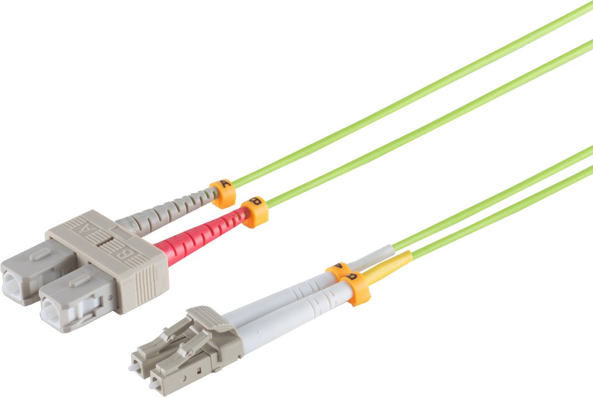 Duplex Patchkabel LC/SC 50/125µ, OM5 lindgrün 0,5m
