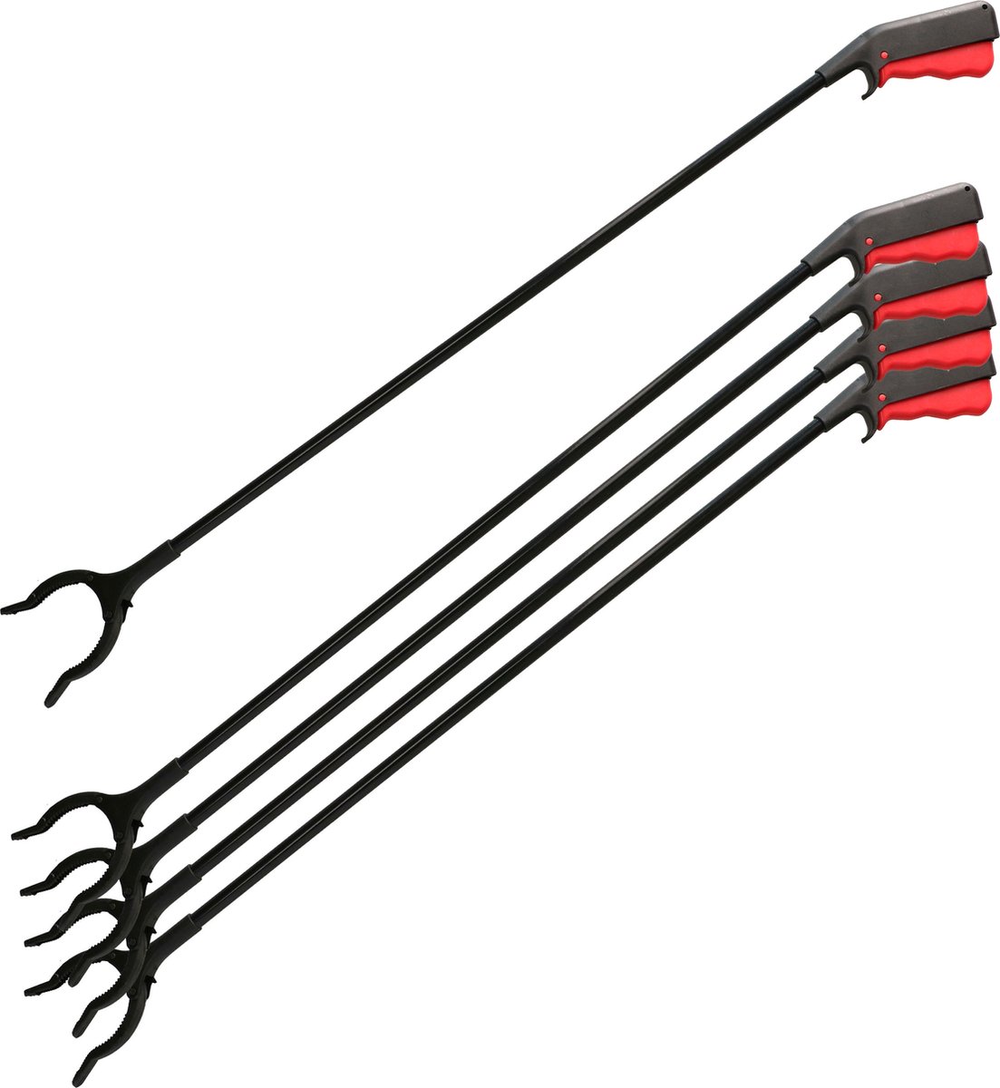 Goedkoopste Pakket van 12x stuks zwarte kunststof afvalgrijpers 82,5 cm - Vuilnis opruimen - Grijparmen/afvalgrijpers/vuilnisgrijpers zwart