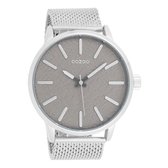 OOZOO Timepieces - Zilverkleurige horloge met zilverkleurige metalen mesh armband - C9230