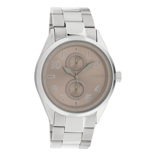 OOZOO Timepieces - Zilverkleurige horloge met zilverkleurige roestvrijstalen armband - C10631