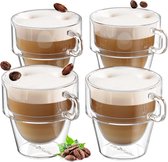 Theeglazenset – premium kwaliteit – luxe glazen koffie 4 stuks