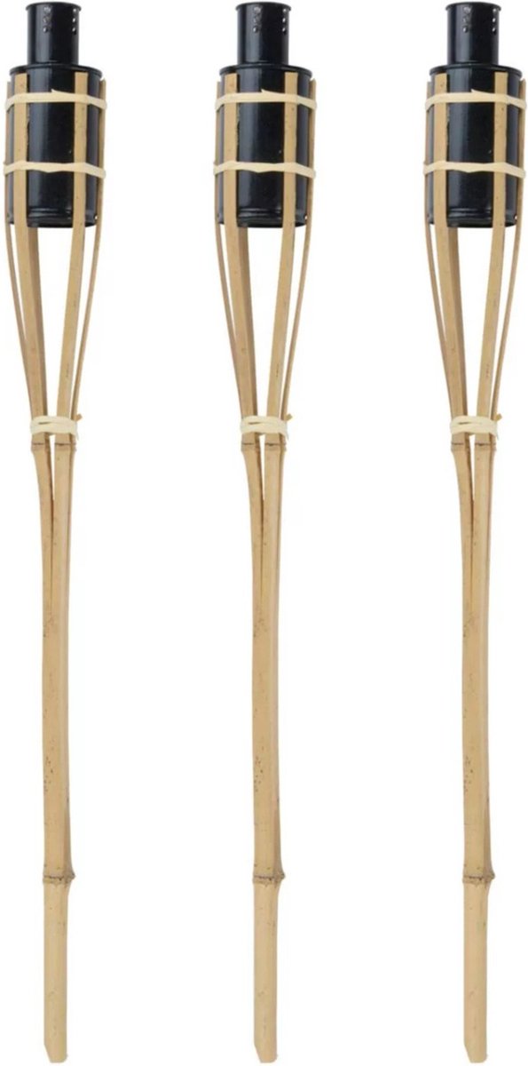 Articasa Tuinfakkels voor lampenolie - 6x stuks - 60 cm - bamboe hout - buiten - navulbaar