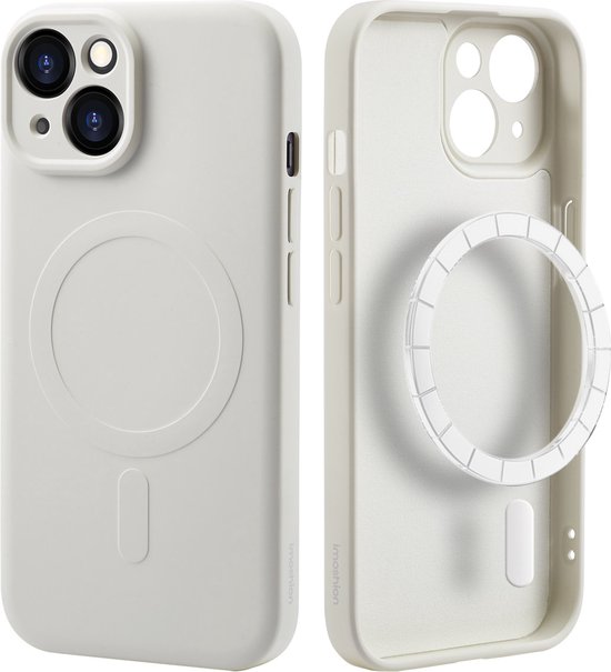 Coque iMoshion adaptée pour iPhone 15 coque en Siliconen - coque arrière couleur iMoshion adaptée pour MagSafe - Beige