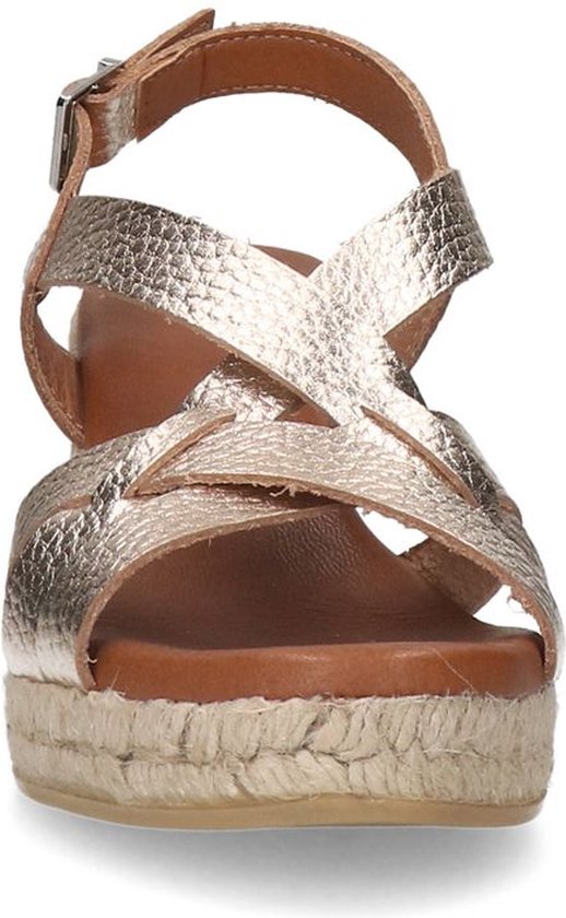 Manfield - Femme - Compensées en cuir métallisé doré - Taille 41