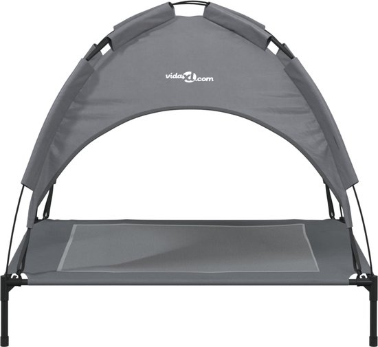 vidaXL – Hondenmand – met – luifel – oxford – stof – en – staal – antracietkleurig
