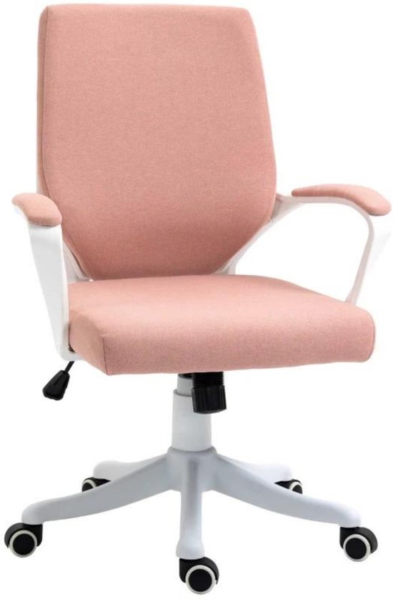 Bureaustoel - Ergonomische bureaustoel - Game stoel - Gaming stoel - Roze/wit - 62x69x92-100 cm