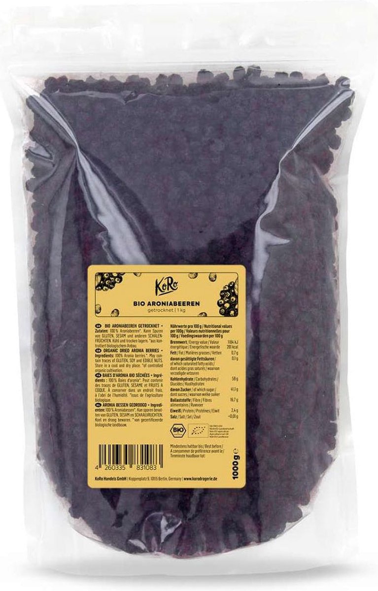 Goedkoopste KoRo | Bio gedroogde aroniabessen 1 kg