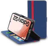 ebestStar - Hoes voor Samsung Galaxy S22 5G, Wallet Etui, Book case hoesje, Donkerblauw, Rood