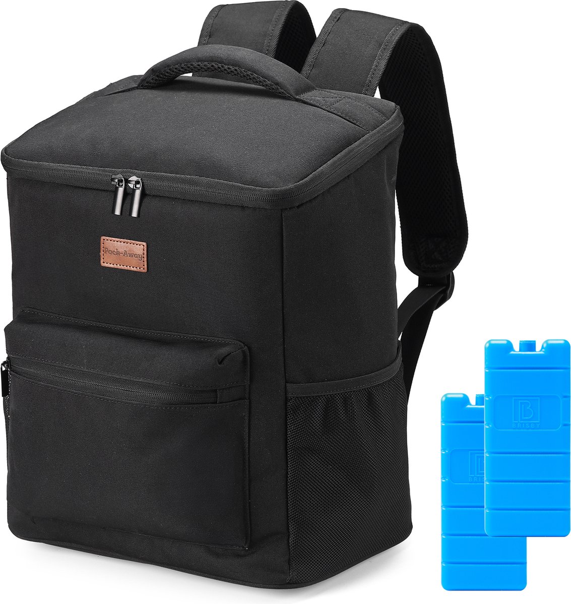Packaway Koeltas Rugzak 25L - Incl. 2 koelelementen - Incl. flessenopener - Waterafstotend - Anti diefstal vak - 4 Laags geïsoleerd - Zwart — cadeau in Sport & Outdoor - foto 3