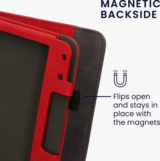 kwmobile flip cover voor e-reader - geschikt voor Kobo Libra Colour - Van imitatieleer en -suède - In rood / donkergrijs van Merkloos — afbeelding 3