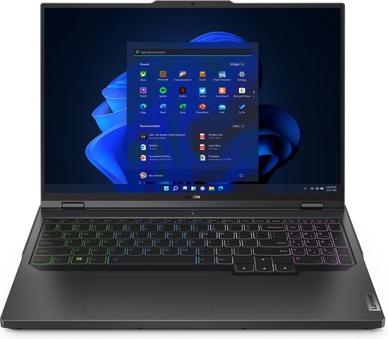Lenovo Legion Pro 5 16ARX8 AMD Ryzen™ 9 7945HX Laptop 40,6 cm (16") WQXGA 32 GB DDR5-SDRAM 1 TB SSD NVIDIA GeForce RTX 4070 Wi-Fi 6E (802.11ax) Windows 11 Home Engels Grijs