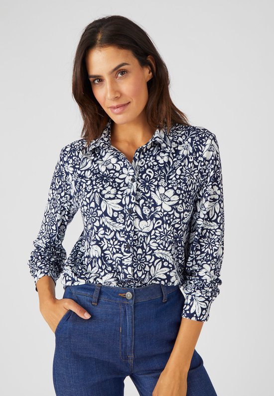 Damart - Chemise chemisier tricot chaud - Femme - Blauw - S