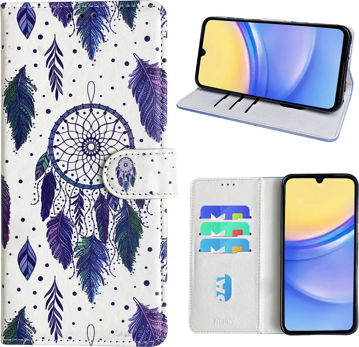 Hoesje geschikt voor Samsung Galaxy A15 Bookcase met dromenvanger print