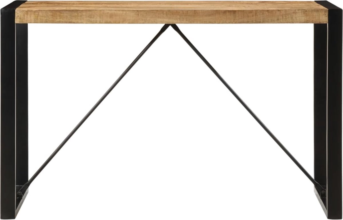 vidaXL Eettafel - 120x55x76 - cm - massief - ruw - mangohout Zwart