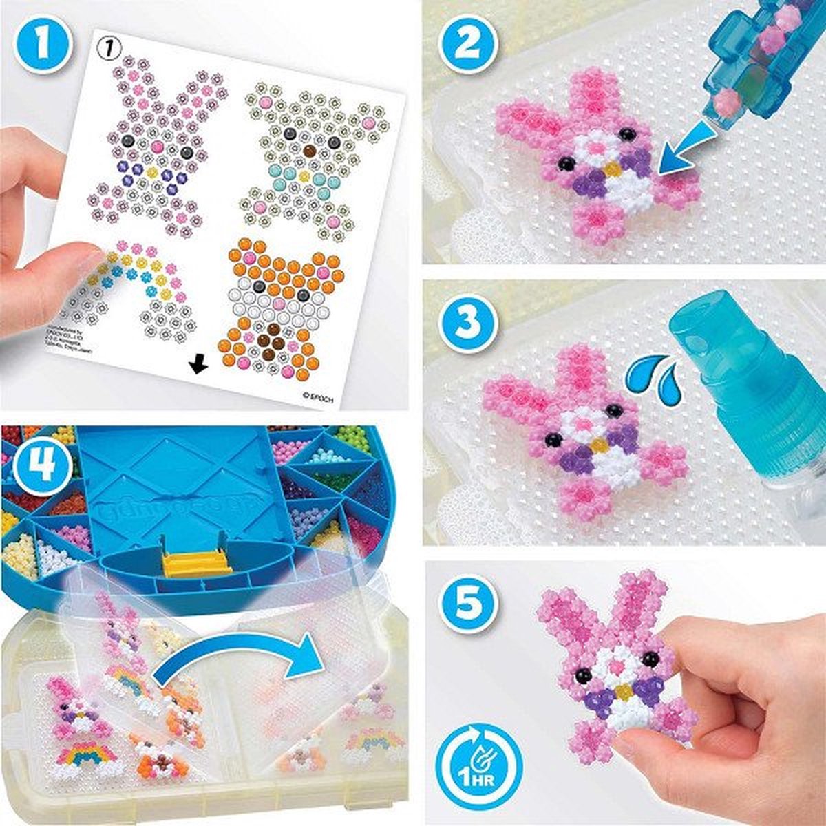 Aquabeads 31912 Beginners meeneemkoffer- COMPLETE KNUTSELSET- INCLUSIEF 900 PARELS IN 24 KLEUREN — afbeelding 9