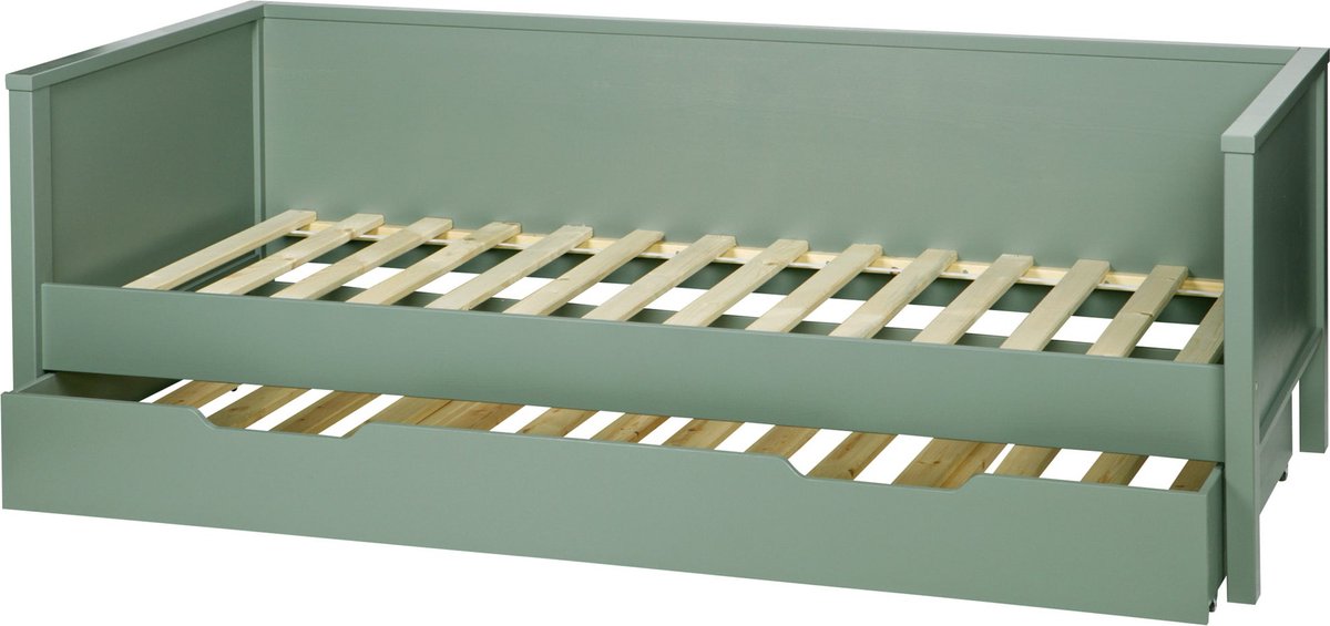 WOOOD Nikki Bedbank Incl Bedlade - Grenen - Groen - 208x100 Jade groen