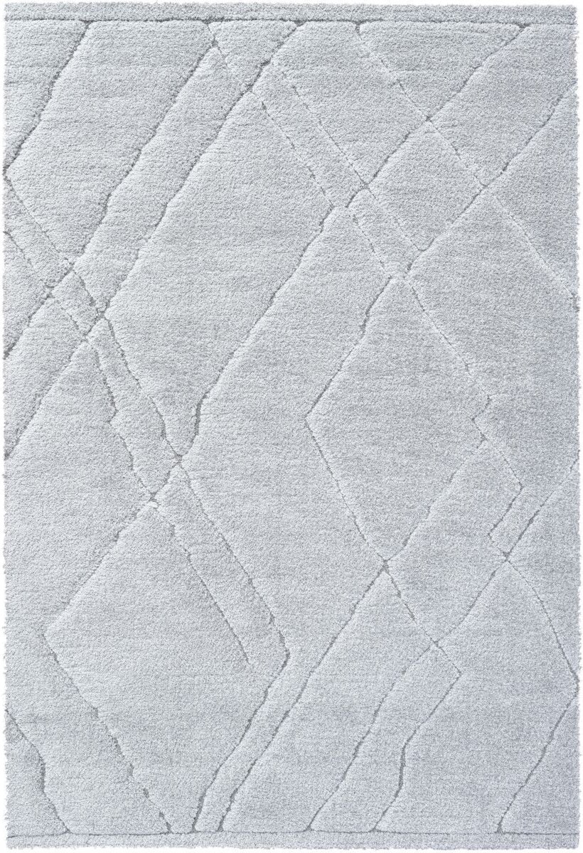 Rugsman Kyoto 014.0005.5181 Vloerkleed - 160 x 230 cm - Grijs - Rechthoekig - Polyester - Woonkamer - Geometrisch - Shaggy - Hoogpolig, Boho, Modern