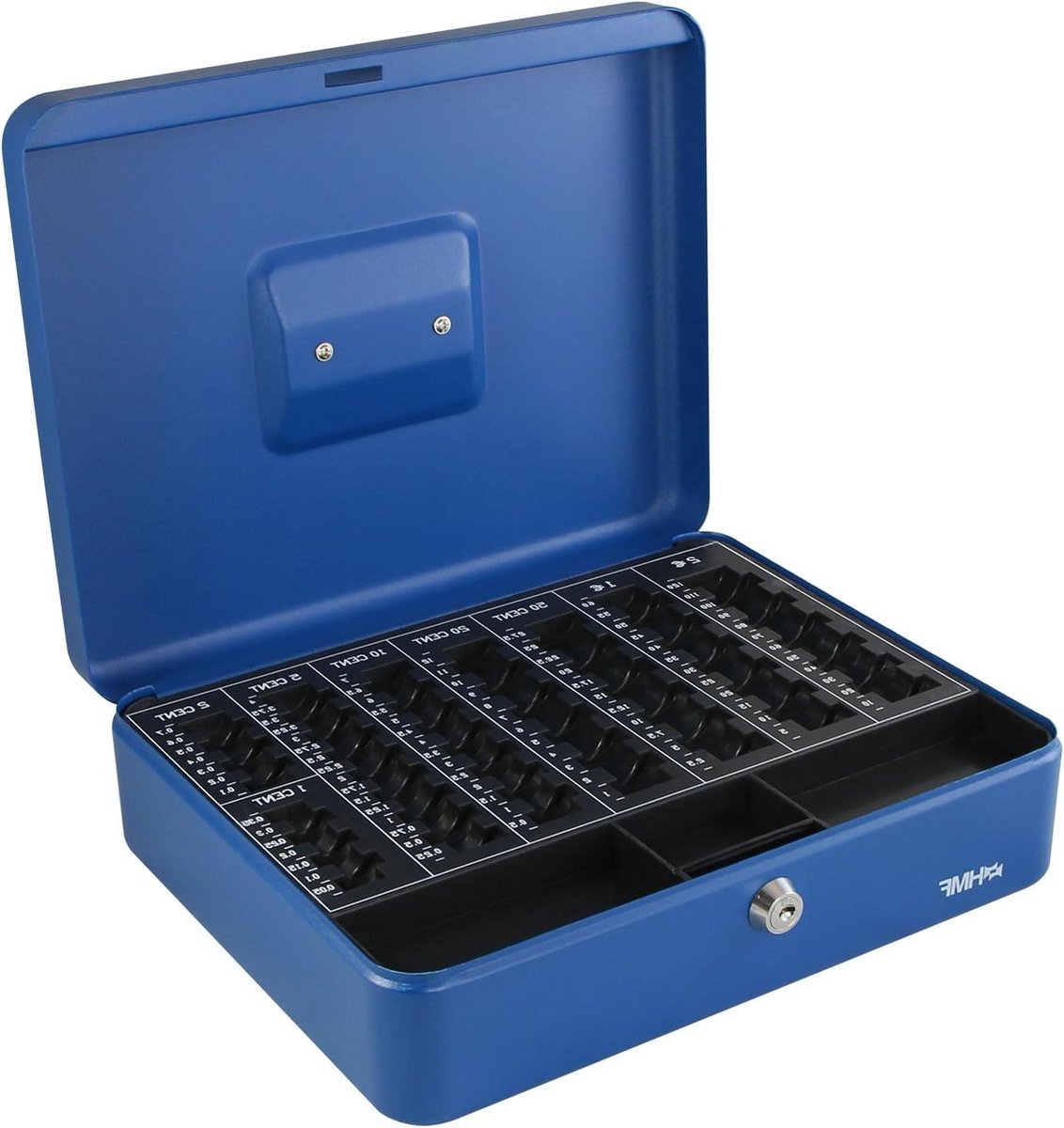 Cash Box EURO Muntenbak 30 x 24 x 9 cm blauw - HMF 108-05 Geldkistje