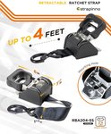 Strapinno Intrekbare ratel riemen - 1 x 2 ft Heavy Duty boot spiegel Tie Down, 2 stuks, 2400 lbs breuksterkte, S-haken met veiligheidsclip, voor boot, jetski, Seadoo, Waverunner en PWC's (rood