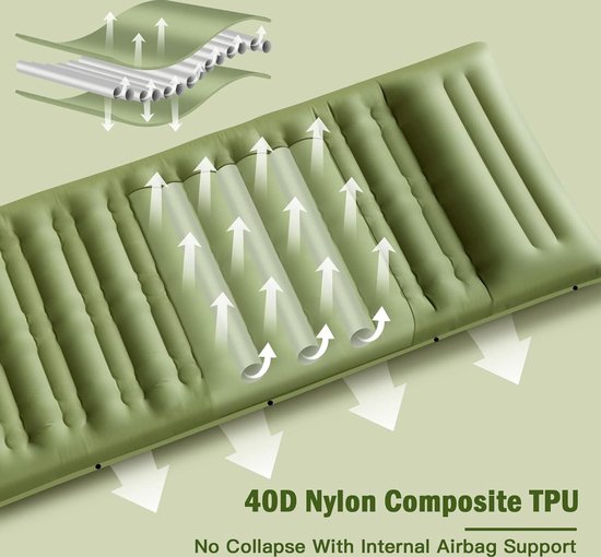 Ultralichte Zelfopblaasbare Campingmat met Ingebouwde Luchtpomp - 12 cm Dikte, Waterdicht en Draagbaar voor Buitenkamperen — afbeelding 3