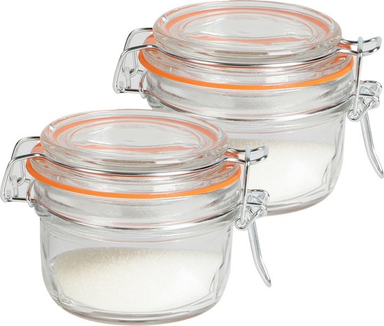 Foto: Urban living weckpot inmaakpot 2x 140 ml glas beugelsluiting d9 x h7 cm